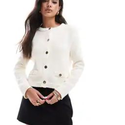 Women Crew-Neck Cardigan with Pocket Detail-image-47
