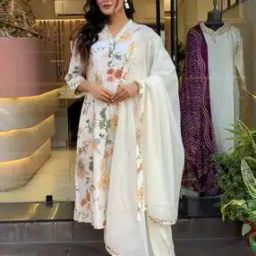 Women Floral Print A-Line Kurta Suit Set-image-75