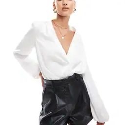 asos design Shoulder Pad Plunge Bodysuit-picture-6