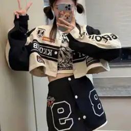 Women Typographic Print Regular Fit Biker Jacket-image-47
