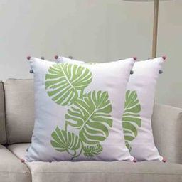 Leaf Printed Cotton Cushion Cover-image-10