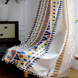 Geometric Print Door Eyelets Curtain-34