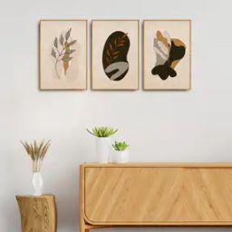 Set of 3 Leaf Print Wall Arts 18" x 12"-28