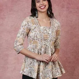 Women Floral Print Regular Fit Tunic-image-99