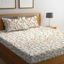 Floral Print King Size Bedsheet with Pillow Covers-image-18