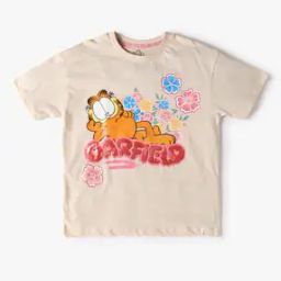 Girls Garfield Print Oversized Round-Neck T-Shirt-image-58