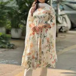 Women Floral Anarkali Kurta Set-image-6