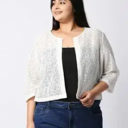 Floral Lace Open-Front Shrug-45