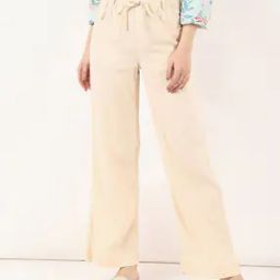 Linen Mix Wide-Leg Drawstring Trousers-image-21