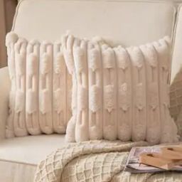 Set of 2 Faux Fur Cushion Covers 16" x 16" -image-23