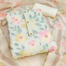 peachmode Women Floral Print 3-Piece Unstitched Dress Material-picture-6