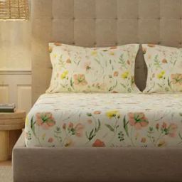 200 TC Floral Print Single Size Bedsheet with Pillow Cover-image-37