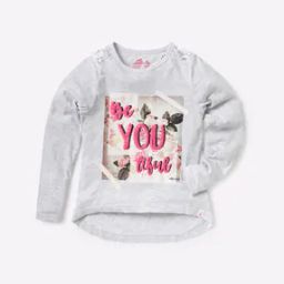 Printed Round-Neck T-shirt with Asymmetric Hemline-image-11