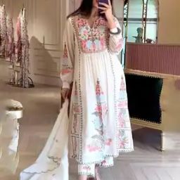 Women Embroidered Anarkali Kurta with Pants & Dupatta-image-45