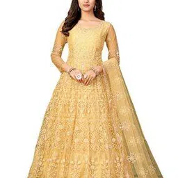 Embroidered Semi-stitched Anarkali Dress Material-image-7