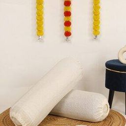 Set of 2 jacquard Self Design Floral Bolster Cover-image-74