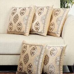 Set of 5 Floral Print Cushion Covers 16" x 16"-10