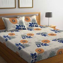 arrabi 210 GSM Floral Print Double Bedsheet with Pillow Covers-picture-47