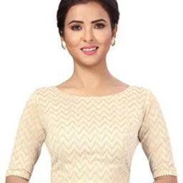 Chevron Print Back-Open Blouse-44