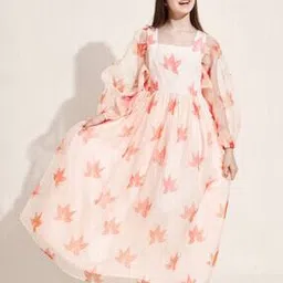 cherry & jerry Floral Print Round-Neck Fit & Flare Dress-picture-0