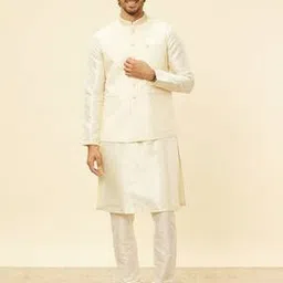 Men Floral Woven Regular Fit Nehru Jacket-image-27