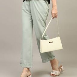 Shein Ankle Length Elasticated Waist Trousers with Side Pockets-image-58