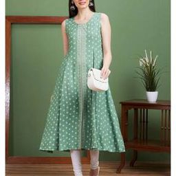 Women Floral Print Front Slit Flared Hem Panelled A-Line Kurta-image-35
