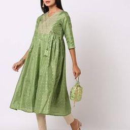 Floral Pattern Flared Kurta-image-60