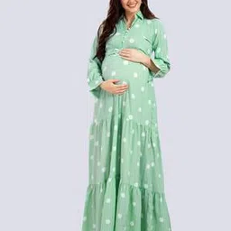 Polka-dot Print Polo Neck Maternity Dress-image-27