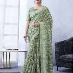 Floral Print Saree with Zari Border-picture-22