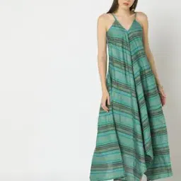 Cotton Striped A-Line Dress-image-76