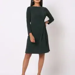Knotted Boat-Neck A-Line Dress-image-40