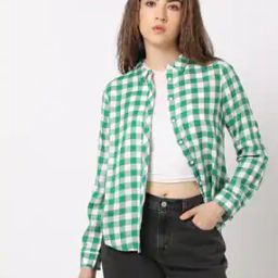 Women Checked Relaxed Fit Shirt-image-1