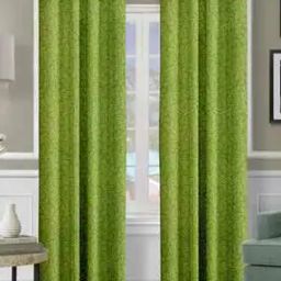 Set of 2 Leaf Print Eyelet Window Curtains-28