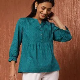Women Regular Fit Geometric Print Top-image-39