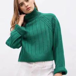 Women Short Length Turtle Neck Sweater-16