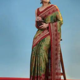 Women Printed Saree with Contrast Border-image-6
