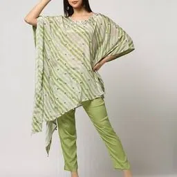 Fusion Wear Set with Embellished Asymmetric Hem-image-64