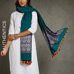 Silk Cotton Assamese Dupatta with Tassels-image-26