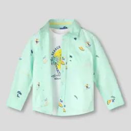Boys Printed Regular Fit Shirt with T-Shirt-image-3