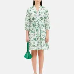 Women Floral Print A-Line Dress with Tie-Up Belt-image-32