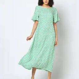 Women Geometric Print A-Line Dress-image-37
