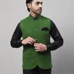 Men Tailored Fit Textured Nehru Jacket-32