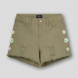 Girls Floral Embroidered Regular Fit Shorts-picture-13