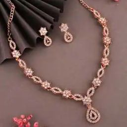 Women Stone-Studded Necklace & Earrings Set-image-99