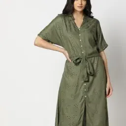 Women Schiffli Embroidered Shift Dress-image-10