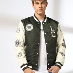 Men Regular Fit Bomber Jacket with Applique-picture-51