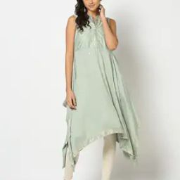 Women A-Line Kurta with Embroidered Yoke-9