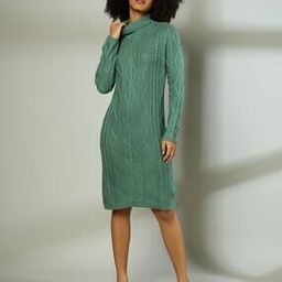 Women Crochet High-Neck Sweater Dress-picture-39