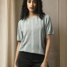 Women Striped Regular Fit Crew-Neck T-Shirt-picture-17